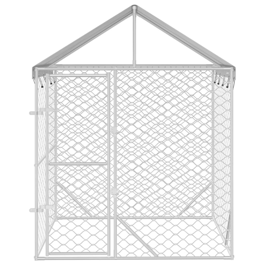 vidaXL Perrera de exterior con techo acero galvanizado plata 6x2x2,5 m, , large Imagen numero 2